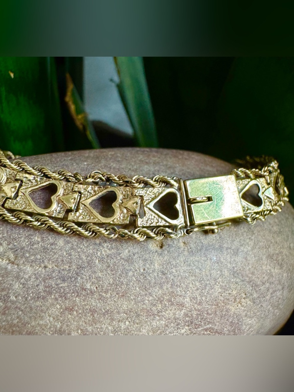 RESERVED 14k Retro wide link rope- Heart Bracelet